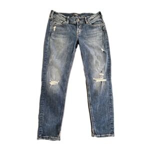Silver SUKI Skinny Denim Jeans Women's 31×27 Distressed Medium Wash